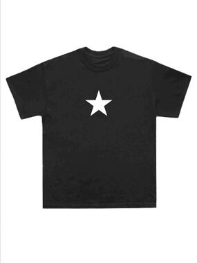 Black Tee with White Star Graphic
